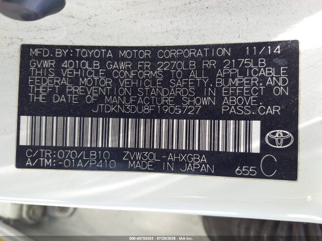 Toyota Prius Four 2015 JTDKN3DU8F1905727 Image 9