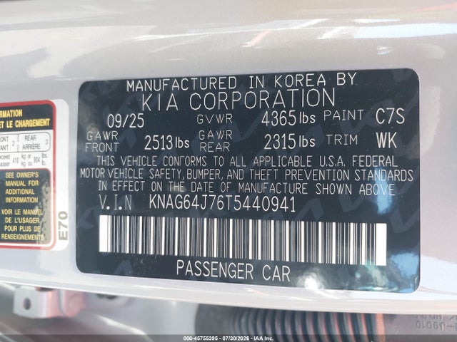 KNAG64J76T5440941 KIA K5 Gt-line Fwd