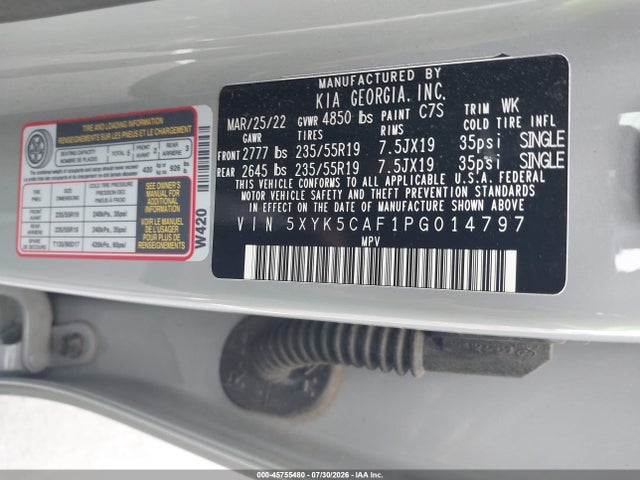 Aukcja sprzedaży 2023 Kia Sportage Sx-prestige, vin: 5XYK5CAF1PG014797, numer aukcji: 45755480