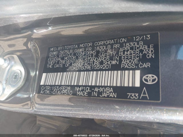 JTDKDTB39E1559201 Toyota Prius C One