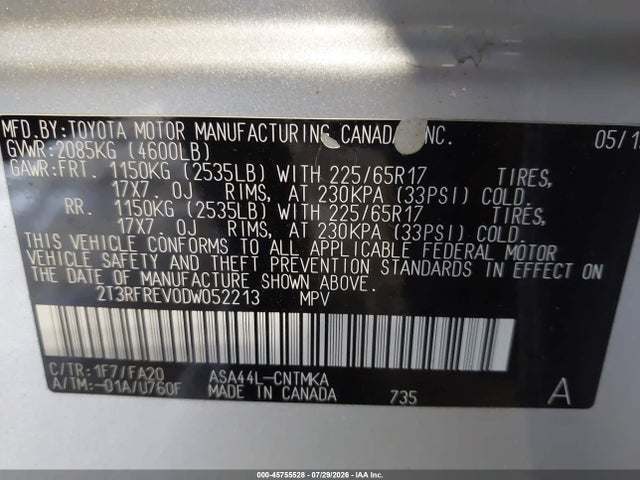 Продаж на аукціоні авто 2013 Toyota Rav4 Xle, vin: 2T3RFREV0DW052213, номер лоту: 45755528