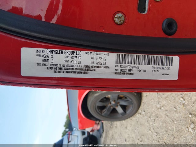 2014 Dodge Challenger Sxt მანქანა იყიდება აუქციონზე, vin: 2C3CDYAG7EH289509, აუქციონის ნომერი: 45755532