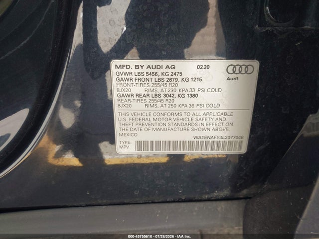 WA1ENAFY4L2077046 Audi Q5 Titanium Premium Plus 45 Tfsi Quattro S Tronic