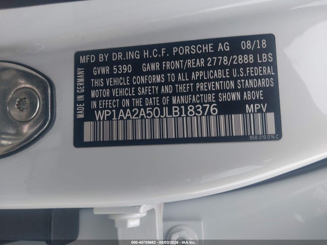 Продажа на аукционе авто 2018 Porsche Macan Sport Edition, vin: WP1AA2A50JLB18376, номер лота: 45755662