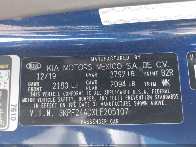 KIA Forte Lxs 2020 3KPF24ADXLE205107 Image 9