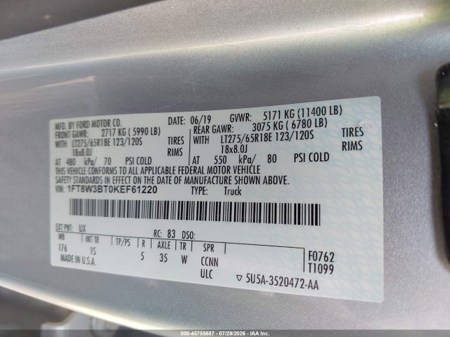 Ford F-350 Xl 2019 1FT8W3BT0KEF61220 Image 9