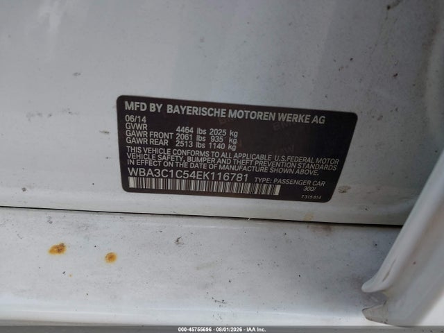 Aukcja sprzedaży 2014 Bmw 328i, vin: WBA3C1C54EK116781, numer aukcji: 45755696