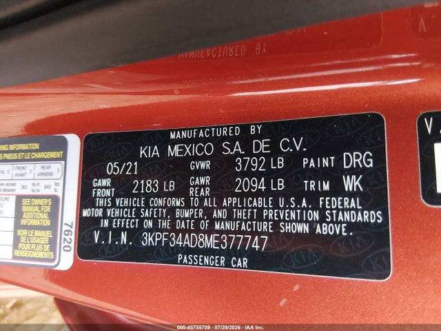 KIA Forte Gt-line 2021 3KPF34AD8ME377747 Image 9