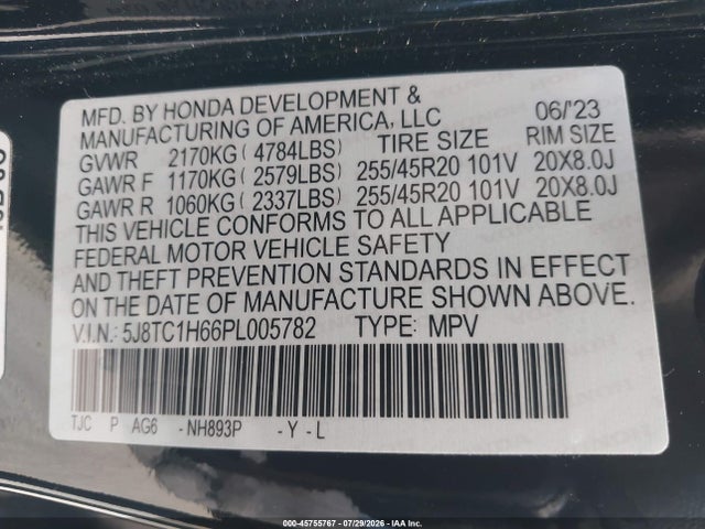 Aukcja sprzedaży 2023 Acura Rdx A-spec Package, vin: 5J8TC1H66PL005782, numer aukcji: 45755767