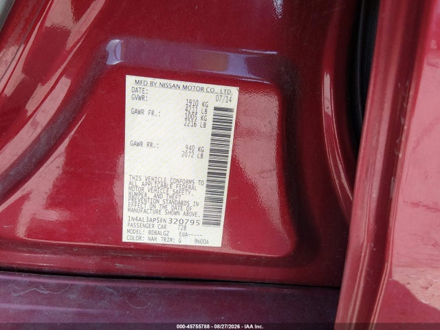 Продаж на аукціоні авто 2015 Nissan Altima 2.5/2.5 S/2.5 Sl/2.5 Sv, vin: 1N4AL3AP5FN320795, номер лоту: 45755788