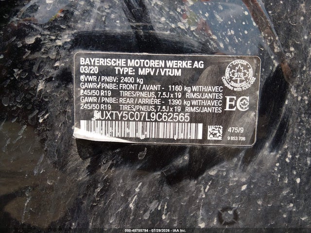 2020 Bmw X3 Xdrive30i მანქანა იყიდება აუქციონზე, vin: 5UXTY5C07L9C62565, აუქციონის ნომერი: 45755794