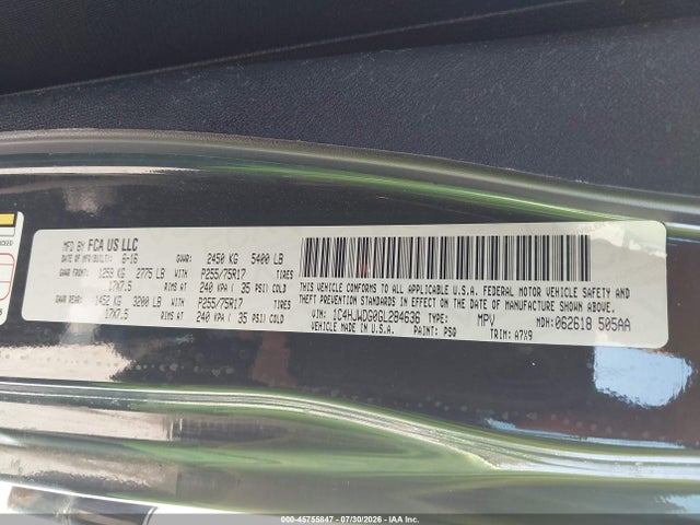45755847 :رقم المزاد ، 1C4HJWDG0GL284636 vin ، 2016 Jeep Wrangler Unlimited Sport مزاد بيع