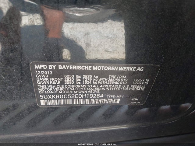 2014 Bmw X5 Xdrive35i მანქანა იყიდება აუქციონზე, vin: 5UXKR0C52E0H19264, აუქციონის ნომერი: 45755903