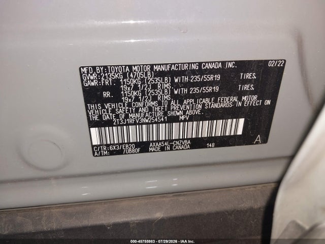 2T3J1RFV3NW254541 Toyota Rav4 Adventure