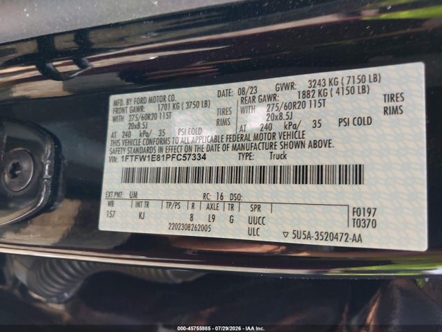 1FTFW1E81PFC57334 Ford F-150 King Ranch