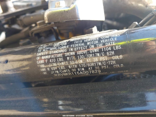 Продаж на аукціоні авто 2005 Kawasaki 1600 Meanstreak, vin: JKBVNKB115A007829, номер лоту: 45755999