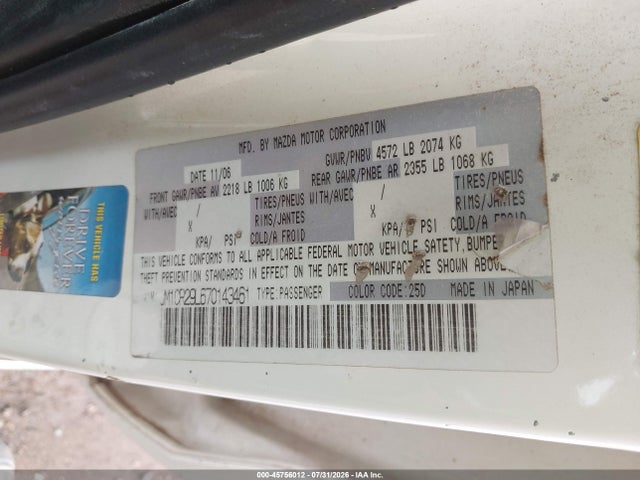 Aukcja sprzedaży 2007 Mazda Mazda5 Grand Touring, vin: JM1CR29L670143461, numer aukcji: 45756012