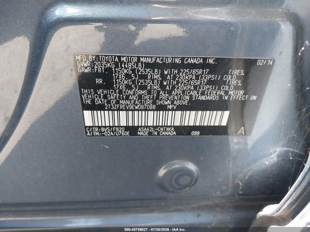 Toyota RAV4 LE 2014 2T3ZFREV9EW087088 Image 9