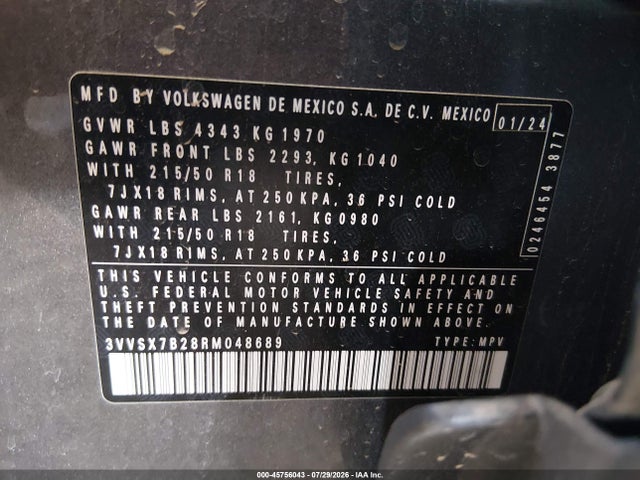 3VVSX7B28RM048689 Volkswagen Taos 1.5t Se