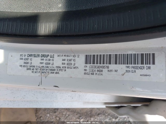 45756044 :رقم المزاد ، 1C3CCBCG8DN585786 vin ، 2013 Chrysler 200 Limited مزاد بيع