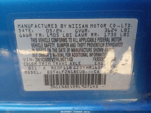 Nissan Versa 1.6 Sv 2024 3N1CN8EV2RL907143 Image 9