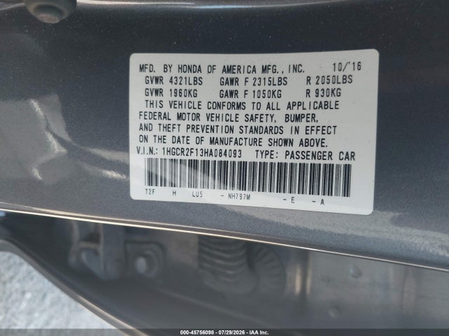 1HGCR2F13HA084093 Honda Accord Sport Se