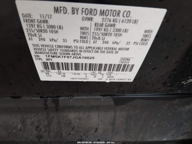 Ford Explorer Limited 2018 1FM5K7F87JGA19025 Image 9