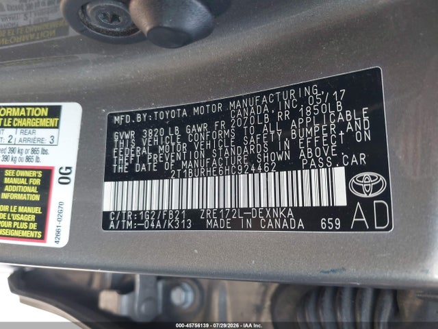 Toyota COROLLA LE 2017 2T1BURHE6HC924462 Image 9