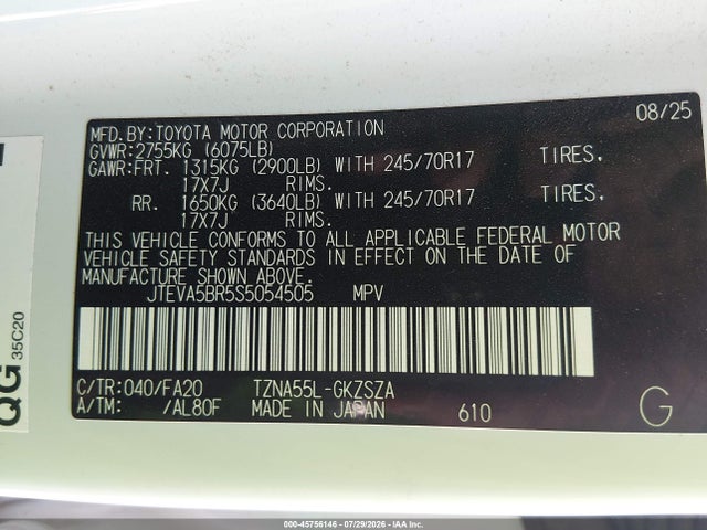 Toyota 4RUNNER SR5 2025 JTEVA5BR5S5054505 Image 9