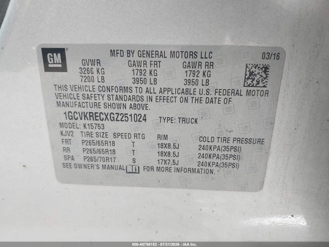 1GCVKRECXGZ251024 Chevrolet Silverado 1500 Lt