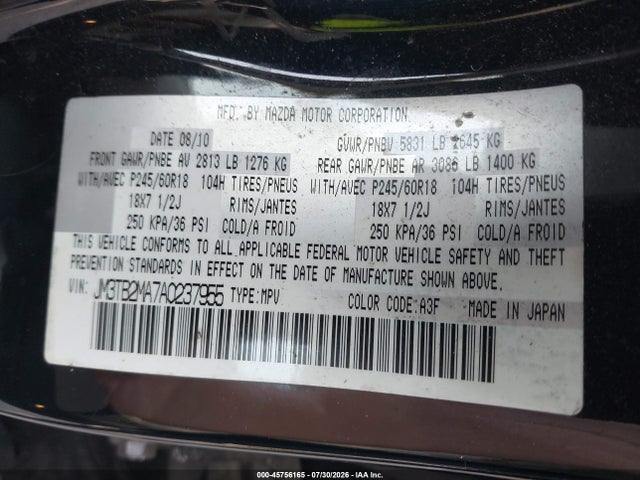 Aukcja sprzedaży 2010 Mazda Cx-9 Touring, vin: JM3TB2MA7A0237955, numer aukcji: 45756165