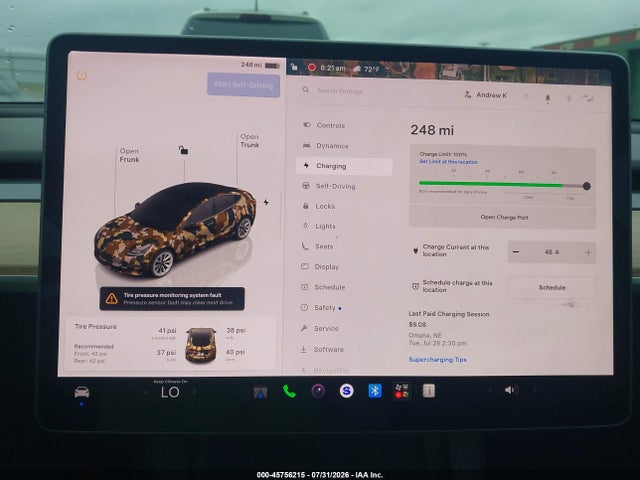 45756215 :رقم المزاد ، 5YJ3E1EB0NF205096 vin ، 2022 Tesla Model 3 Long Range Dual Motor All-wheel Drive مزاد بيع