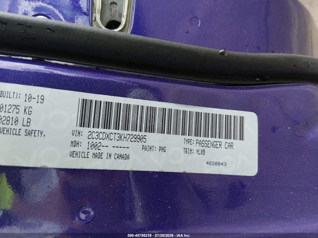 Aukcja sprzedaży 2019 Dodge Charger R/t Rwd, vin: 2C3CDXCT3KH729905, numer aukcji: 45756239