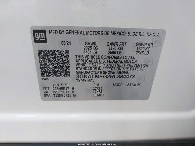 2024 Gmc Terrain Fwd Sle მანქანა იყიდება აუქციონზე, vin: 3GKALMEG2RL384473, აუქციონის ნომერი: 45756317