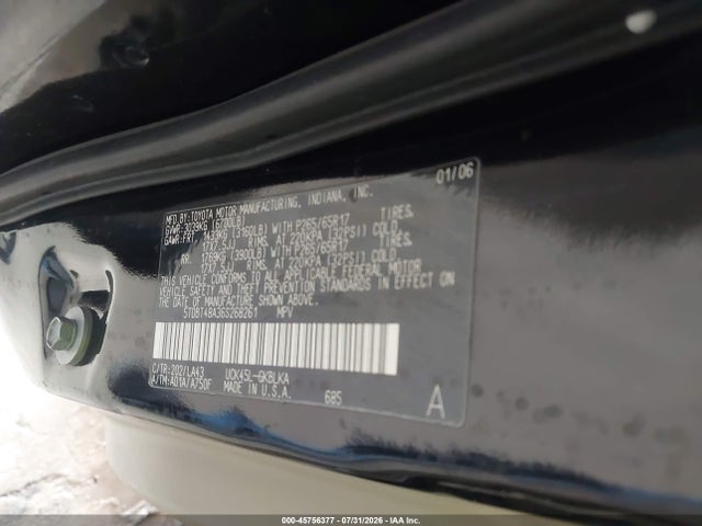 45756377 :رقم المزاد ، 5TDBT48A36S268261 vin ، 2006 Toyota Sequoia Limited V8 مزاد بيع