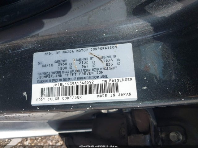 45756378 :رقم المزاد ، JM1BL1SG9A1346592 vin ، 2010 Mazda Mazda3 I Touring مزاد بيع