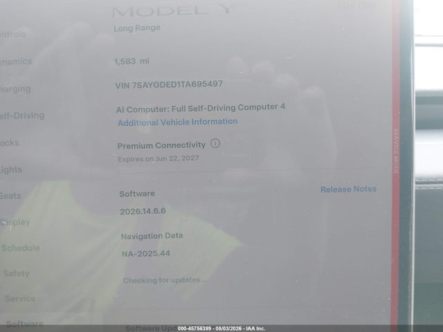 Продаж на аукціоні авто 2026 Tesla Model Y Premium Rear-wheel Drive/rear-wheel Drive, vin: 7SAYGDED1TA695497, номер лоту: 45756399