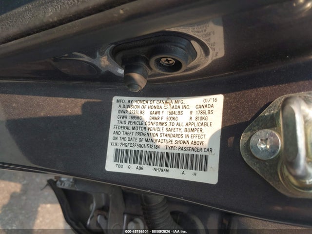 Honda Civic Lx 2016 2HGFC2F5XGH532184 Image 9
