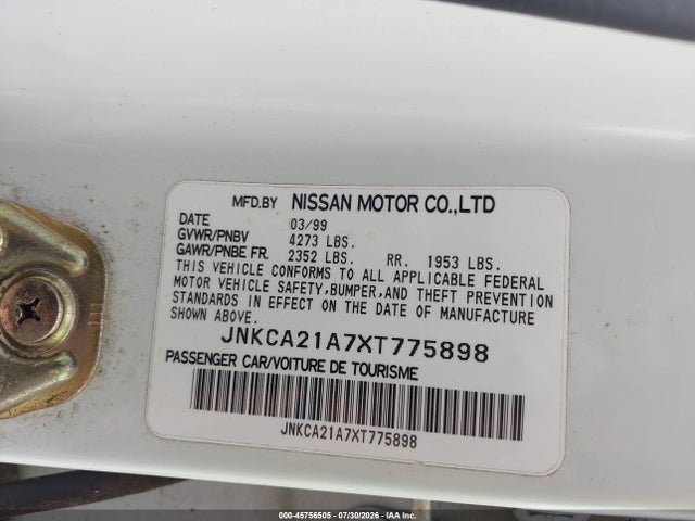 Продаж на аукціоні авто 1999 Infiniti I30 Limited/standard/touring, vin: JNKCA21A7XT775898, номер лоту: 45756505