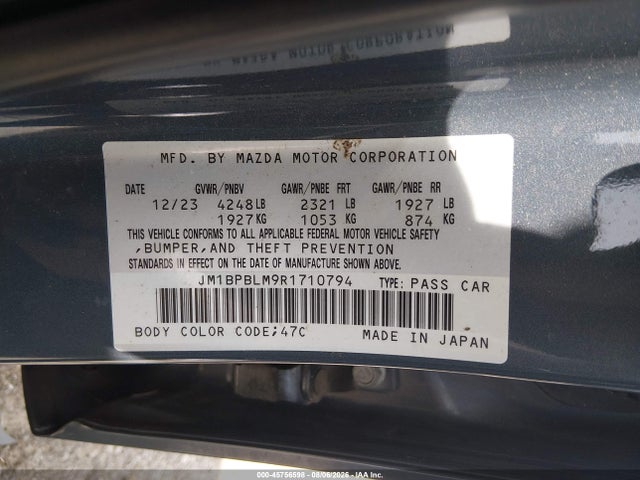 45756598 :رقم المزاد ، JM1BPBLM9R1710794 vin ، 2024 Mazda Mazda3 مزاد بيع