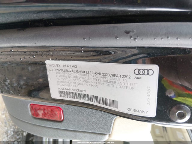 Aukcja sprzedaży 2017 Audi A4 Premium, vin: WAUGNAF42HN057067, numer aukcji: 45756636
