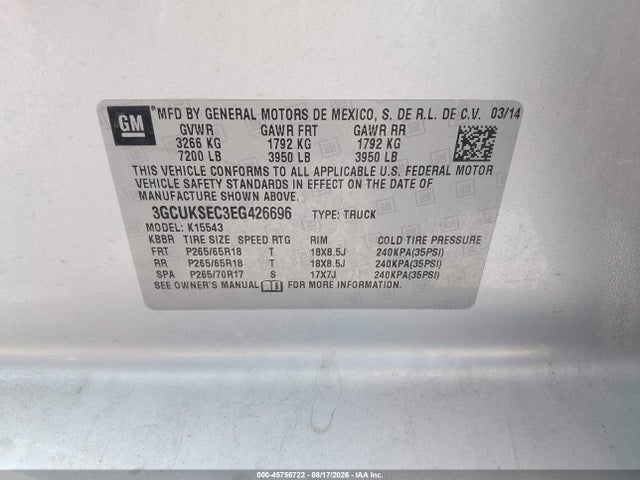 Chevrolet Silverado 1500 Ltz 2014 3GCUKSEC3EG426696 Image 9