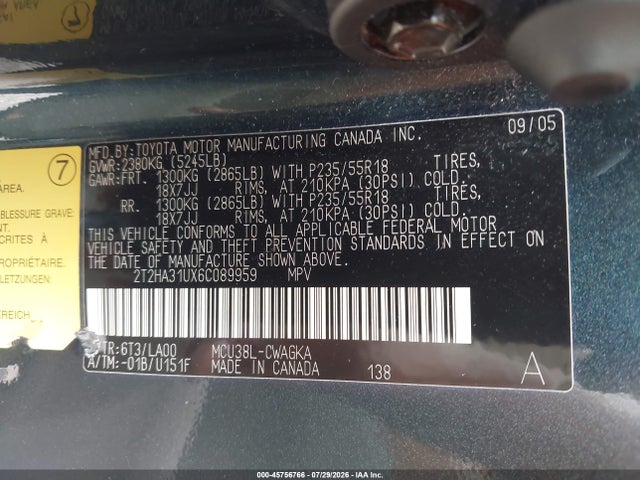 Aukcja sprzedaży 2006 Lexus Rx 330, vin: 2T2HA31UX6C089959, numer aukcji: 45756766