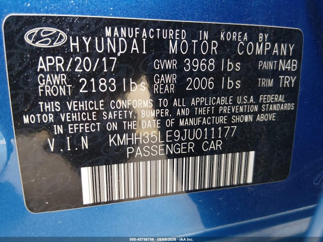 Продаж на аукціоні авто 2018 Hyundai Elantra Gt, vin: KMHH35LE9JU011177, номер лоту: 45756786