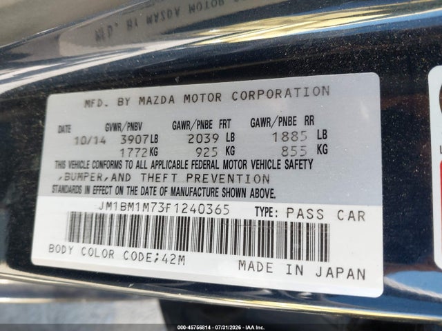 JM1BM1M73F1240365 Mazda Mazda3 I Grand Touring