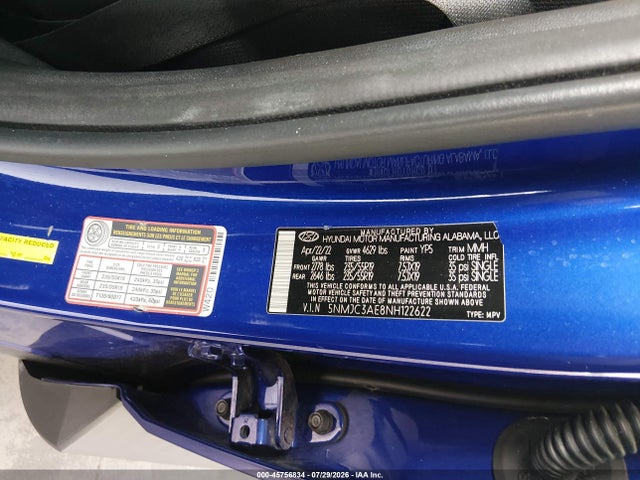 Продажа на аукционе авто 2022 Hyundai Tucson Sel, vin: 5NMJC3AE8NH122622, номер лота: 45756834