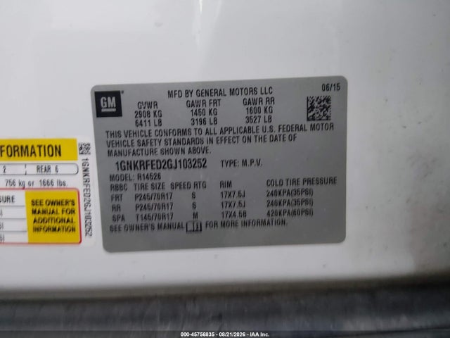 Chevrolet Traverse Ls 2016 1GNKRFED2GJ103252 Image 9