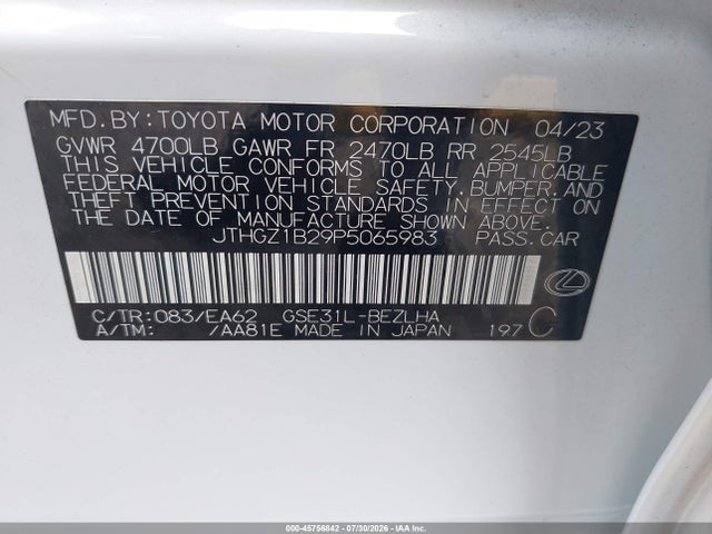 Продажа на аукционе авто 2023 Lexus Is 350 F Sport, vin: JTHGZ1B29P5065983, номер лота: 45756842