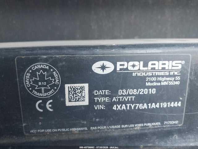 Продажа на аукционе авто 2010 Polaris Ranger Hd, vin: 4XATY76A1A4191444, номер лота: 45756862