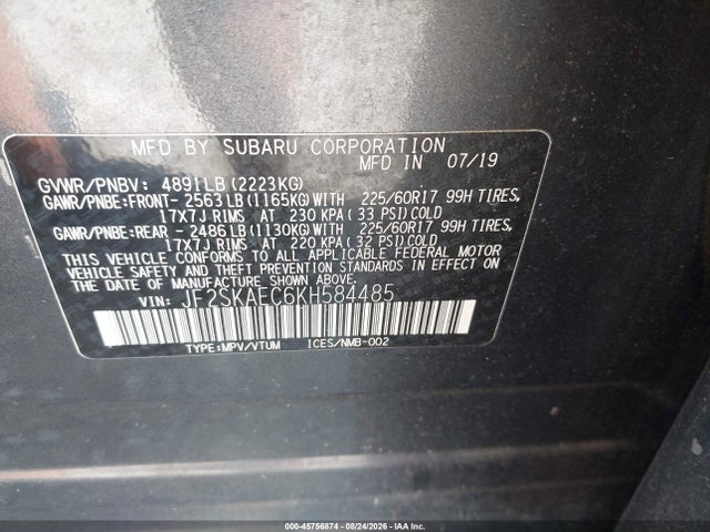Subaru Forester Premium 2019 JF2SKAEC6KH584485 Image 9